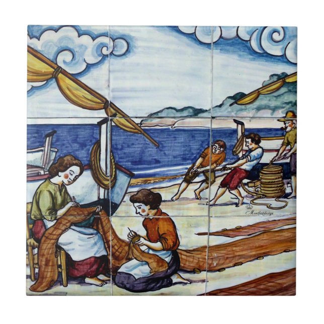 Spanische Fliese Fischer (Vorderseite)