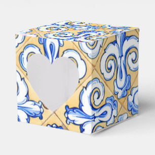 Spanische Fliesen - Azulejo Blau, Gelb und Weiß Geschenkschachtel