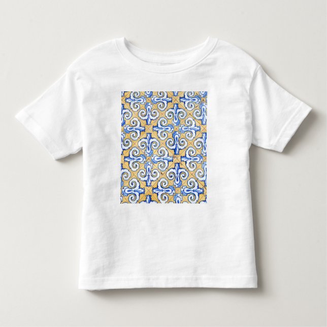 Spanische Fliesen - Azulejo Blau, Gelb und Weiß Kleinkind T-shirt (Vorderseite)