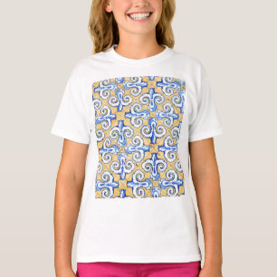 Spanische Fliesen - Azulejo Blau, Gelb und Weiß T-Shirt