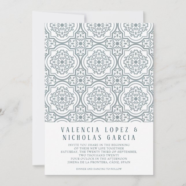 Spanische Fliesen-Hochzeitseinladung Save The Date (Vorderseite)