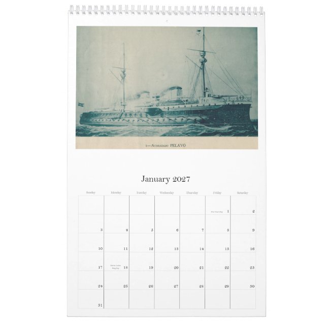 Spanische Flotte 1898 Kalender (Jan 2027)