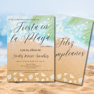 Spanische Fun Beach Sand Blue 65. Geburtstagsparty Einladung