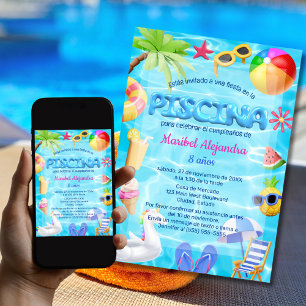 Spanische Fun Pool Party Geburtstagsfeier für Mädc Einladung