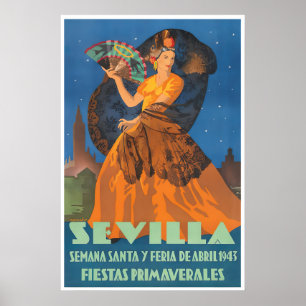 Spanische Geschenke Sevilla Reiseplakat Spanien Fe Poster