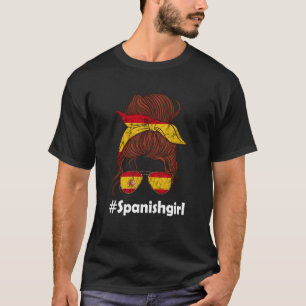 Spanische Girl Woman Sunglass Spanische Flagge T-Shirt