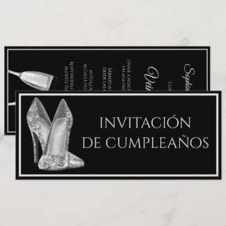 Spanische Glitzerschuhe & Champagner-Geburtstag Einladung