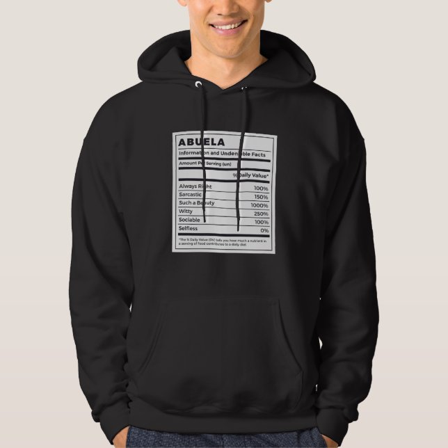 Spanische Großmutter Abuela Nährwertangaben Hoodie (Vorderseite)