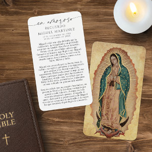 Spanische Guadalupe Gebetskarte in liebevoller Eri