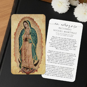 Spanische Guadalupe Gebetskarte in liebevoller Eri