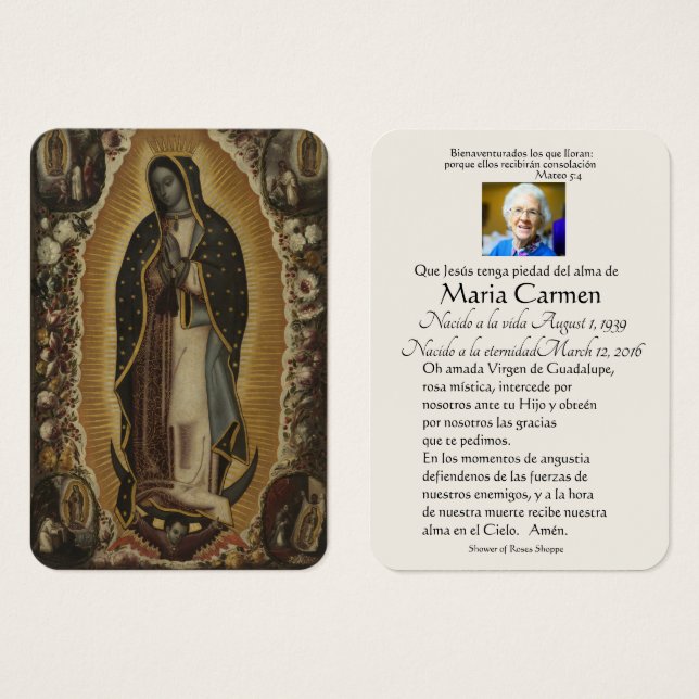 Spanische Guadalupe Mary Beerdigung Gebete Heilige (Vorne & Hinten)
