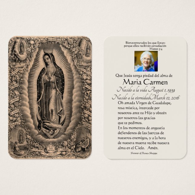 Spanische Guadalupe Mary Beerdigung Gebete Heilige (Vorne & Hinten)