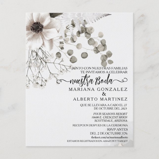 Spanische Hochzeit Blume Nuestra Boda UAWG Budget (Vorderseite)