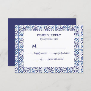 Spanische Hochzeit der Marine Indigo Tile Einladung