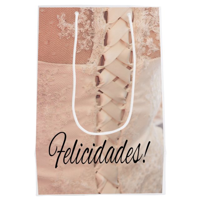 Spanische Hochzeiten Glückwünsche Geschenktasche Mittlere Geschenktüte (Rückseite)