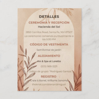 Spanische Hochzeitsdetails Karte Terrakotta-Bogen