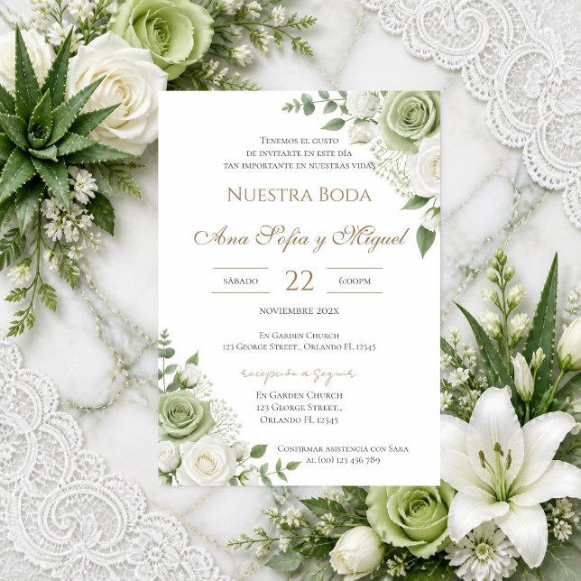 Spanische Hochzeitseinladung mit Grün Einladung (Von Creator hochgeladen)