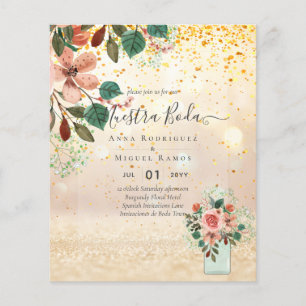 Spanische Hochzeitseinladungen Burgund Floral