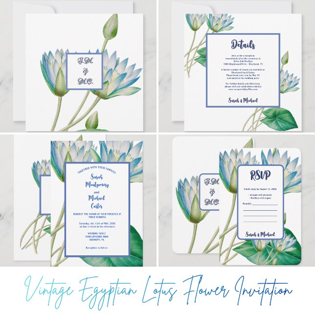 Spanische Iris von Pierre-Joseph Redouté Einladung (Vintage Egyptian Lotus Flower Invitation)