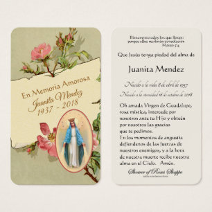 Spanische Jungfrau Mary Religious Prayer Card
