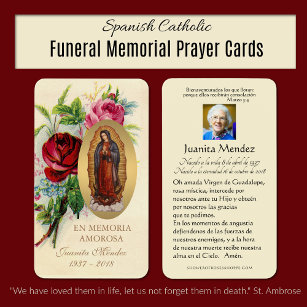 Spanische Jungfrau Mary Rose Religiöse Gebetskarte