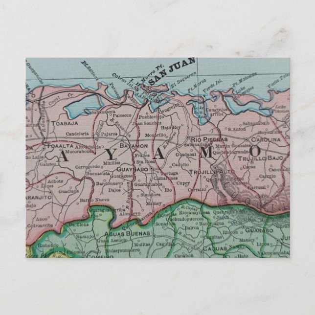 Spanische Karte der San Juan Region von Puerto Ric (Vorderseite)