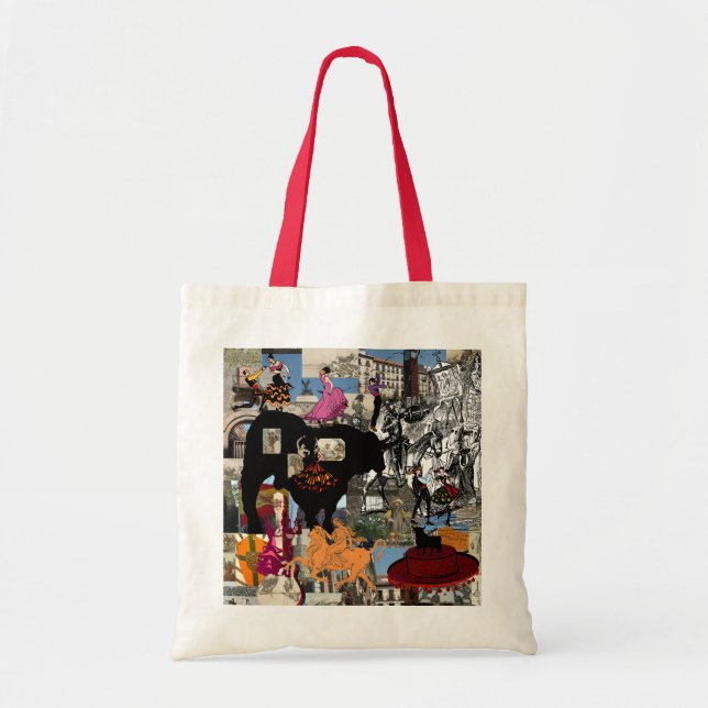 Spanische Kulturgeschenke Spanien-Collage Tragetasche (Vorne)