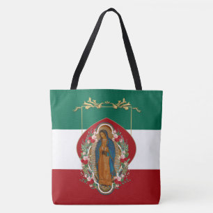 Spanische Lady von Guadalupe Mexikanische Flagge R