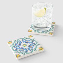 Spanische Majolika Blaue Blumenmosaik