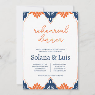 Spanische Marine & Orange Probe Dinner Einladung