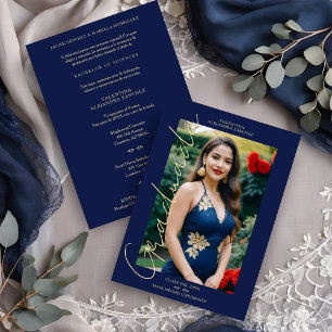 Spanische Marine Trendy Foto Script Typografy Grad Einladung