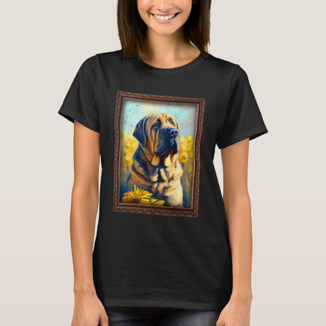 Spanische Mastiff Malerei Sonnenblumen Blume Mama  T-Shirt (Vorderseite)