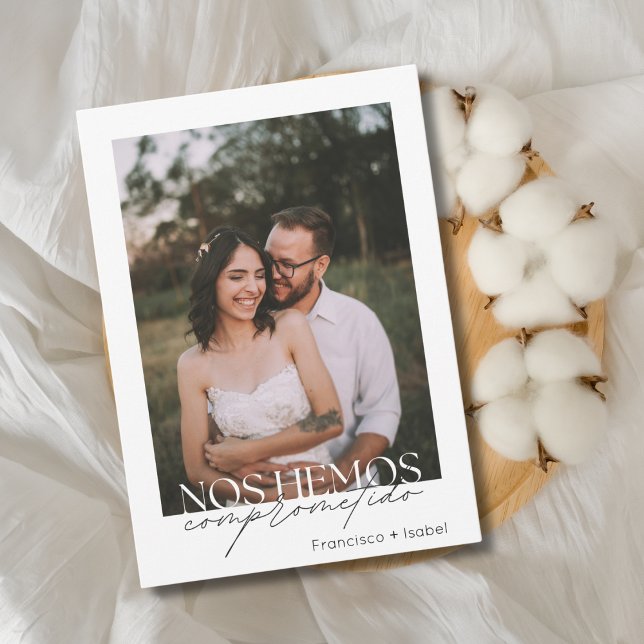 Spanische Minimal-Foto-Schwarz-weiß-Engagement-Par Einladung (Von Creator hochgeladen)