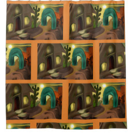 Spanische Mission Südwestliche Abstrakte Kunst Duschvorhang