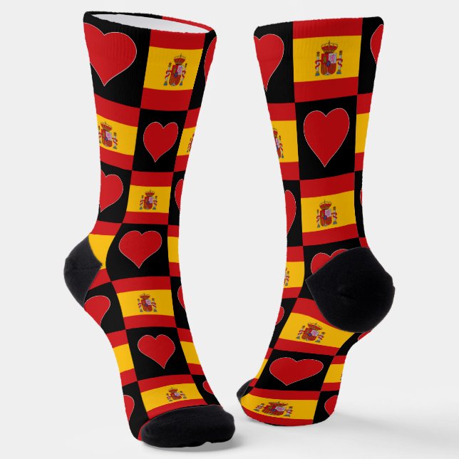 Spanische Nationalflagge Herzspass Spanien Espana  Socken (Gewinkelt)