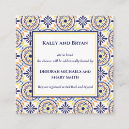 Spanische Navy Yellow Tile Mediterranean Custom V2 Quadratische Visitenkarte