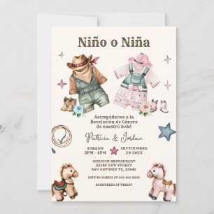 Spanische Nino o Nina Cowboy Gender Reveal Einladung