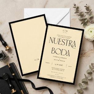 Spanische Nuestra Boda Art Deco Elegante Hochzeits Einladung