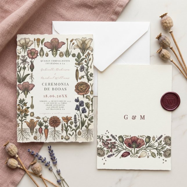 Spanische Nuestra Boda Botanischer Garten Hochzeit Einladung (Von Creator hochgeladen)