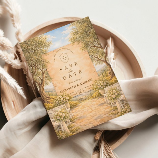 Spanische Olivenhain-Hochzeit Save The Date (Von Creator hochgeladen)