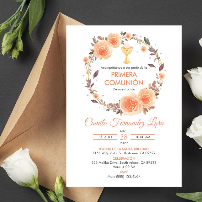 Spanische Primera Comunion Chalice Erste Kommune Einladung (Von Creator hochgeladen)