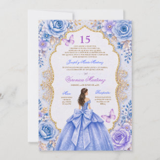 Spanische Quinceañera Blaue Prinzessinnenrobe 15 J Einladung