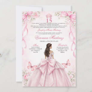 Spanische Quinceañera Rosé 15 Años Prinzessin Einladung