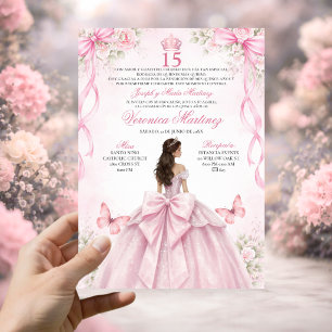 Spanische Quinceañera Rosé 15 Años Prinzessin Einladung