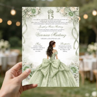 Spanische Quinceañera Sage Green Prinzessin 15 Jah