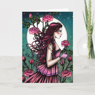 Spanische Rose Fantasy Maiden Märchen Kunst Karte