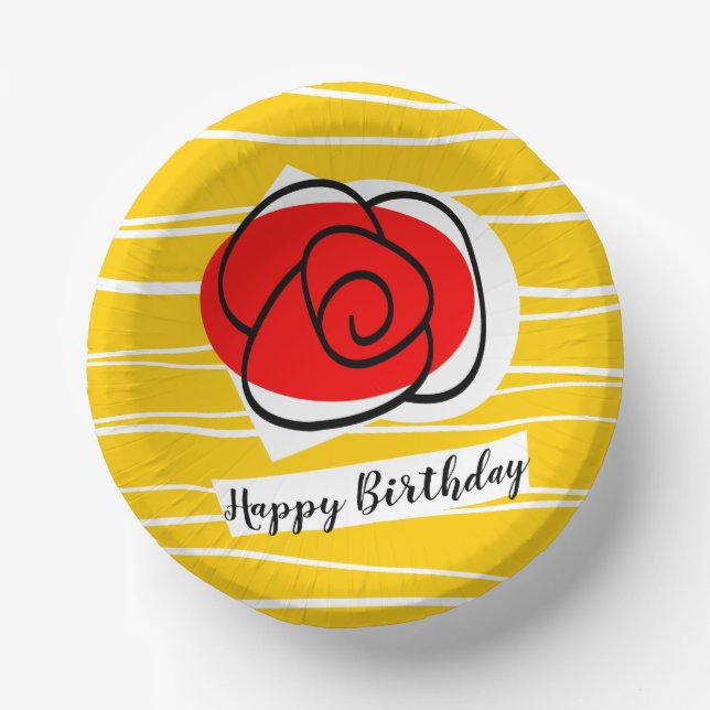 Spanische Rose Geburtstag Pappteller (Vorderseite)