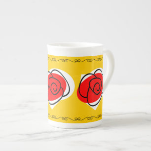 Spanische Rose Grenz Trio Tasse Knochen China