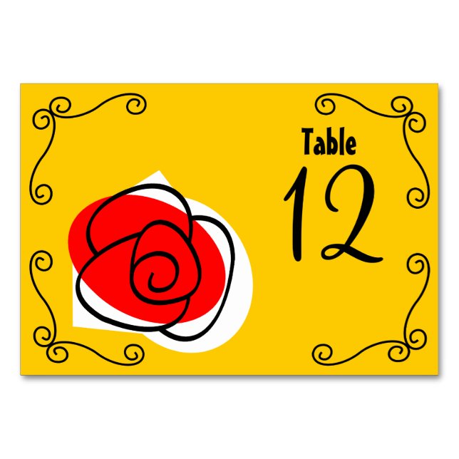Spanische Rose Sitzecke Tischkartenlandschaft Tischnummer (Vorderseite)