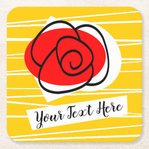 Spanische Rose Text Untersetzer Quadrat